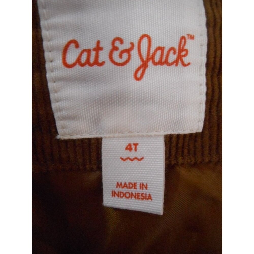 Cat & Jack Boys 4T Brown Corduroy Jacket coat Lined Snap close Sherpa accent - Picture 2 of 7